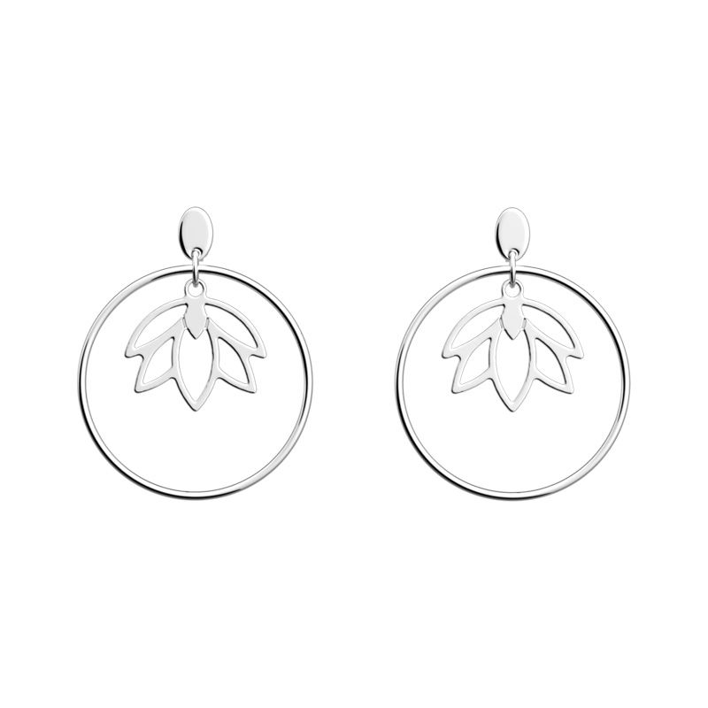 Boucles d'oreilles femme 20mm les georgettes lotus argent 70468011600000 - pendantes - edora