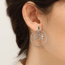 Boucles d'oreilles femme 20mm les georgettes lotus argent 70468011600000 - pendantes - edora - 1