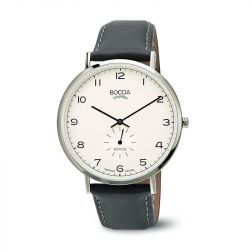 Montre Homme Boccia Acier Argenté Cuir Gris 3592.01