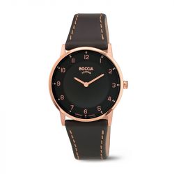 Montre Femme Boccia Acier Rose Cuir Marron 3254.03