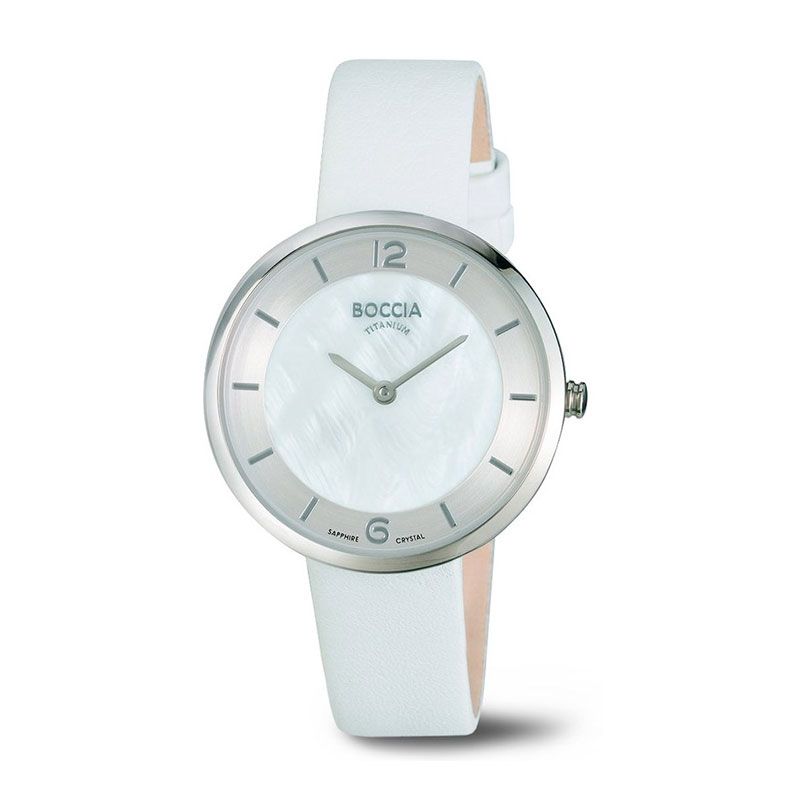 Montre femme boccia titane argenté cuir blanc 34mm 3244.01 - analogiques - edora