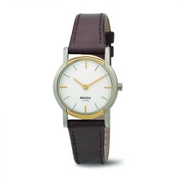 Montre Femme Boccia Acier Bicolore Cuir Brun 3247.02