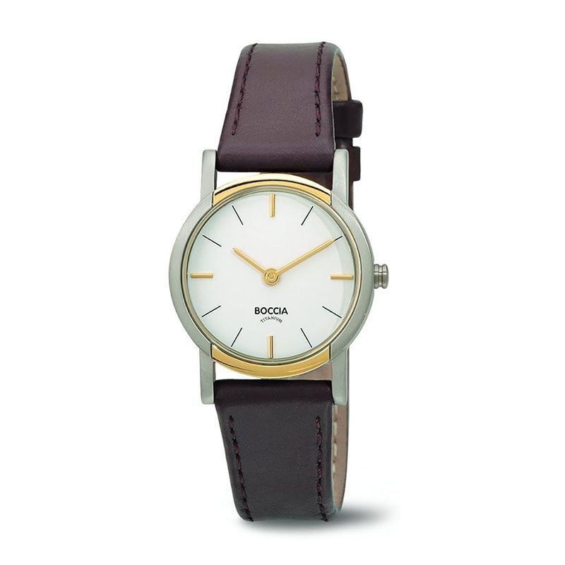 Montre femme boccia titane argenté et doré cuir marron 28mm 3247.02 - analogiques - edora