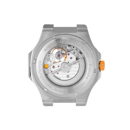 Montre homme automatique maison du temps mtzeta coeur ouvert noir doré jaune acier – montres homme