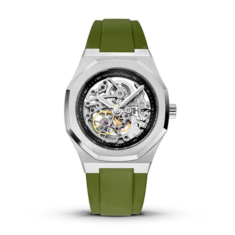 Montre homme automatique maison du temps mtbeta skeleton silicone kaki - montres-homme - edora