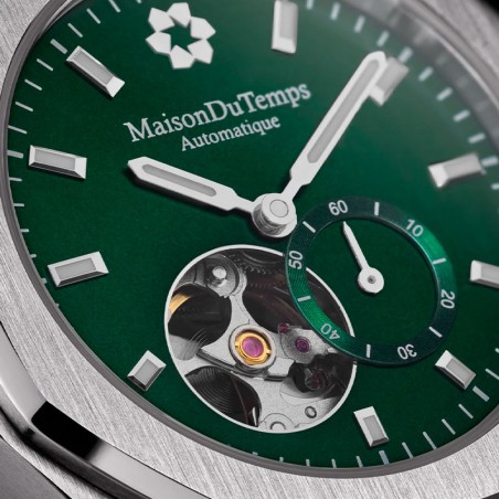 Montre homme automatique maison du temps  mtdelta coeur ouvert vert acier – montres homme