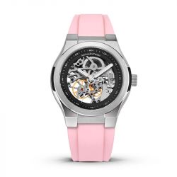 Montre homme maison du temps mtepsilon skeleton silicone rose - montres-homme - edora - 0