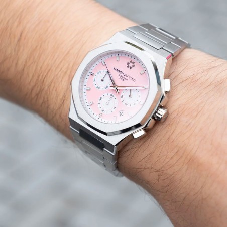 Montre homme chronographe maison du temps mtgamma rose acier – montres homme