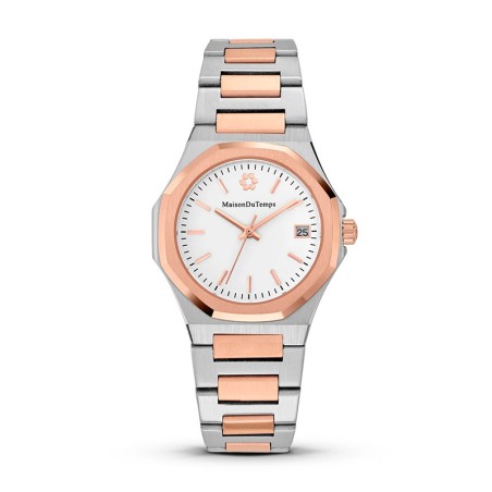 Montre femme maison du temps  mtgamma femme blanc acier doré rose – montres femme