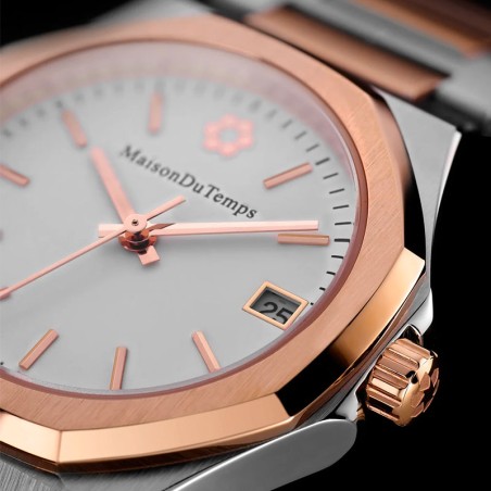 Montre femme maison du temps  mtgamma femme blanc acier doré rose – montres femme