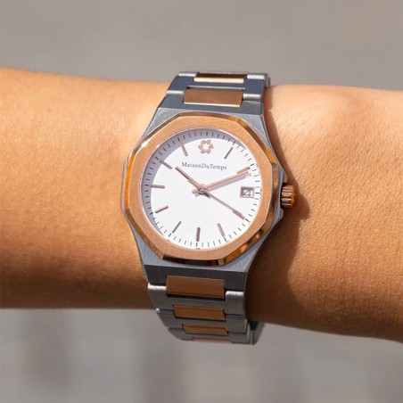 Montre femme maison du temps  mtgamma femme blanc acier doré rose – montres femme