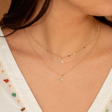 Collier double femme la garçonne nuit etoilée plaqué or diamant 26700068 – colliers femme