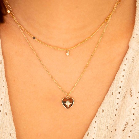 Collier double femme la garçonne cœur célesste plaqué or diamant 26700063 – accueil
