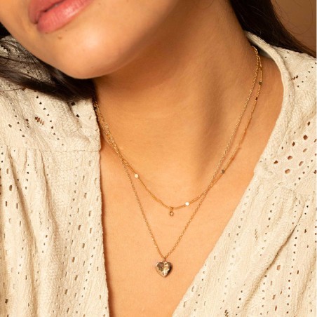 Collier double femme la garçonne cœur célesste plaqué or diamant 26700063 – accueil
