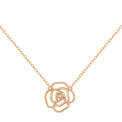 Collier Femme La Garçonne Rose Perlée Ardente Plaqué Or Diamant 26700044