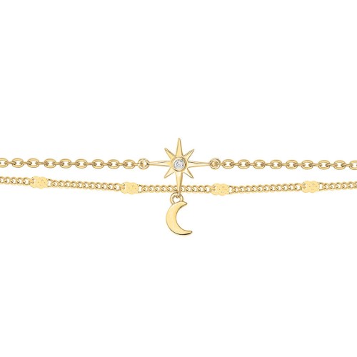 Bracelet Double Femme La Garçonne Nuit Etoilée Plaqué Or Diamant 26300042