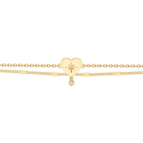 Bracelet Double Femme La Garçonne Coeur Céleste Plaqué Or Diamant 26300041