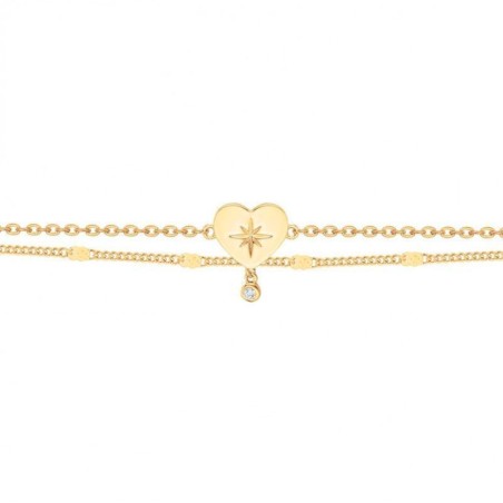 Bracelet double femme la garçonne coeur céleste plaqué or diamant 26300041 – accueil