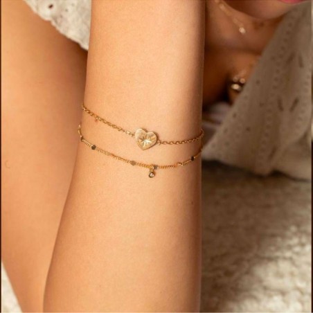 Bracelet double femme la garçonne coeur céleste plaqué or diamant 26300041 – accueil