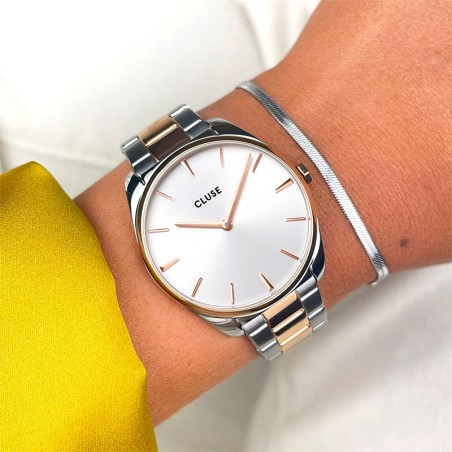 Montre femme cluse féroce acier bicolore cw11104 – montres femme