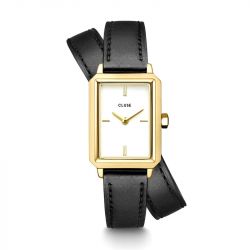 Montre femme cluse fluette cuir noir cw11513 - montre cluse or & argent, montre cluse doré - - montres-femme - edora - 0