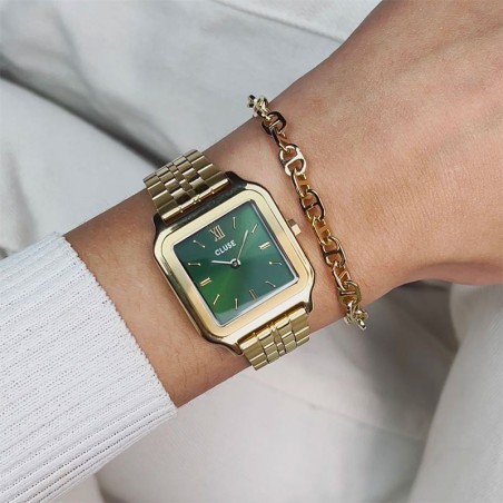 Montre femme cluse gracieuse forest green acier doré cw11905 – montres femme