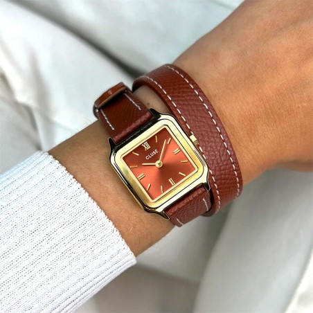 Montre femme cluse gracieuse petite cuir double marron cw11810 – montres femme