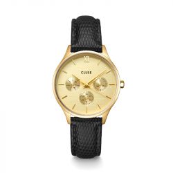 Montre femme cluse minuit cuir noir cw10705 - montre cluse or & argent, montre cluse doré - - montres-femme - edora - 0