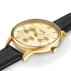 Montre femme cluse minuit cuir noir cw10705 - montre cluse or & argent, montre cluse doré - - montres-femme - edora - 1