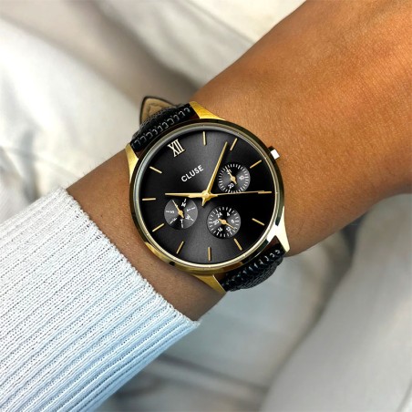 Montre femme cluse minuit cuir noir cw10708 – montres femme