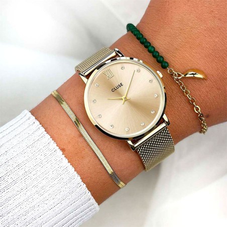 Montre femme cluse minuit acier doré cw10204 – montres femme