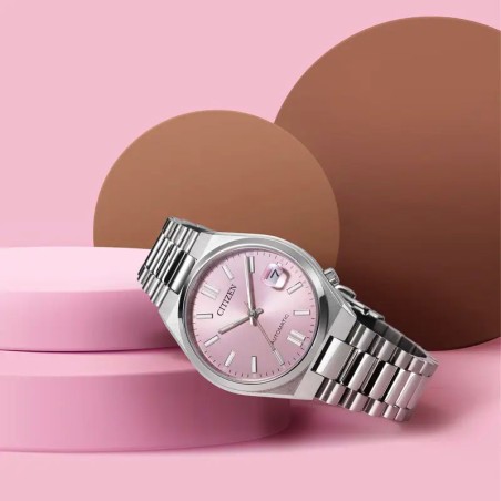 Montre mixte automatique citizen tsuyosa pastel pink acier  nj0200-50x – montres femme