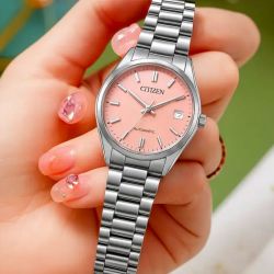 Montre mixte automatique citizen tsuyosa pastel pink acier  nj0200-50x - montres-femme - edora - 4