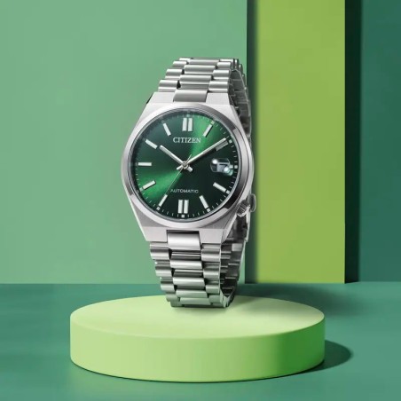 Montre mixte automatique citizen tsuyosa dark green acier  nj0200-50x – montres femme