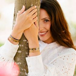 Bracelet femme manchette louise's garden acier doré palmier mof1208 - bracelets-femme - edora - 1