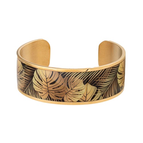 Bracelet femme manchette LOUISE'S GARDEN Acier Doré et Laque Deliciosa MOF2218