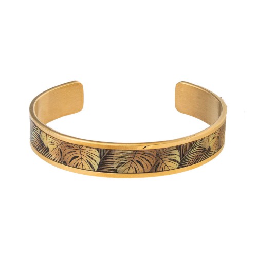 Bracelet femme manchette LOUISE'S GARDEN Acier Doré et Laque Deliciosa MOF1218