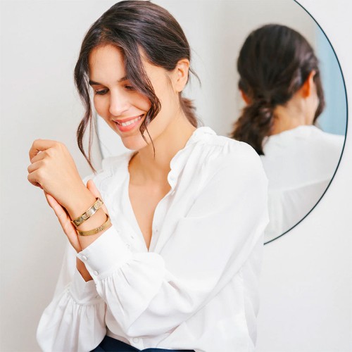 Bracelet femme manchette LOUISE'S GARDEN Acier Doré et Laque Deliciosa MOF1218