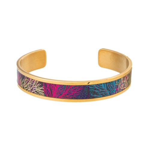 Bracelet femme manchette LOUISE'S GARDEN Acier Doré et Laque Anémone MOF1215