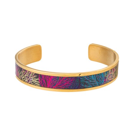 Bracelet femme manchette louise's garden acier doré et laque anémone mof1215 – bracelets femme