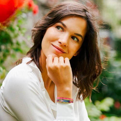 Bracelet femme manchette LOUISE'S GARDEN Acier Doré et Laque Anémone MOF1215