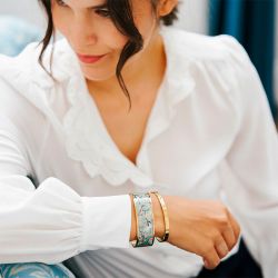 Bracelet femme jonc louise's garden acier doré reflets ed07 - bracelets-femme - edora - 1