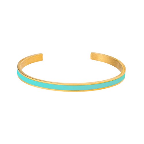 Bracelet femme Jonc LOUISE'S GARDEN Acier Doré Laque Turquoise MTURQUOISE