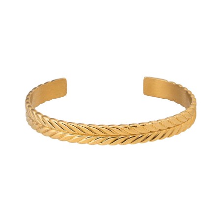 Bracelet femme jonc louise's garden acier doré feuille de laurier  md05 – bracelets femme
