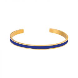 Bracelet femme jonc louise's garden acier doré et laque bleu nuit mmarine - bracelets-femme - edora - 0