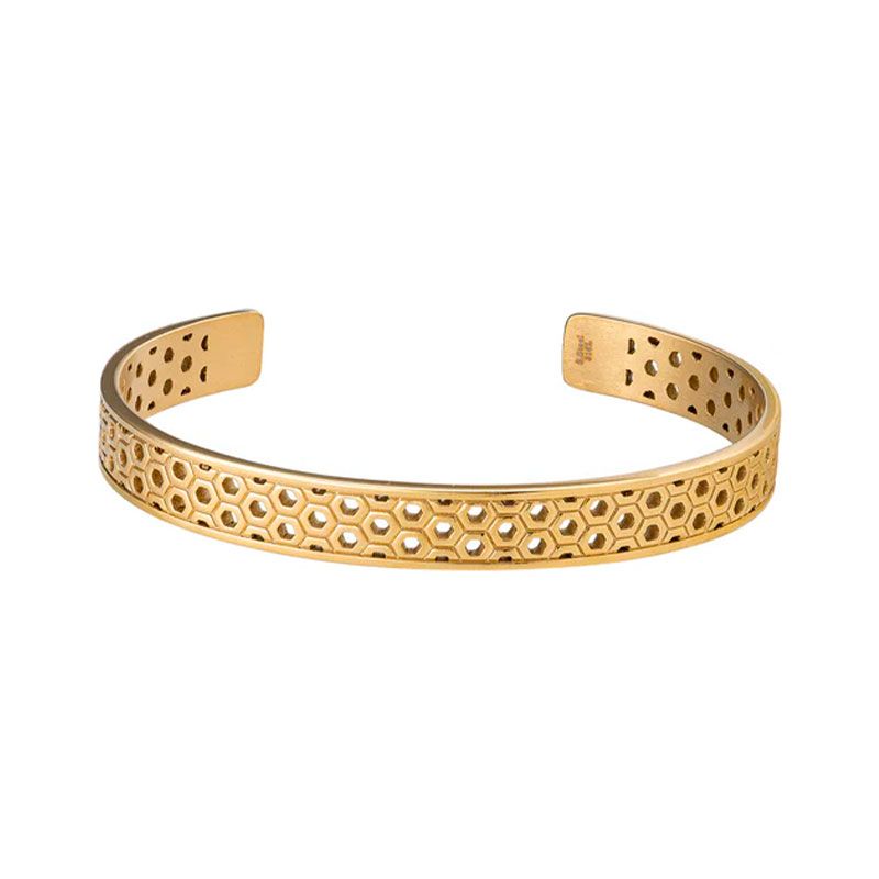 Bracelet femme jonc louise's garden acier doré alvéoles md09 - bracelets-femme - edora