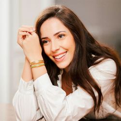 Bracelet femme jonc louise's garden acier doré alvéoles md09 - bracelets-femme - edora - 1