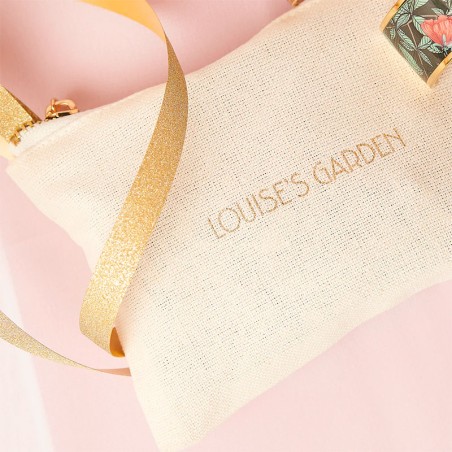 Bracelet femme jonc louise's garden acier doré et laque rose fuchsia mmagenta – bracelets femme