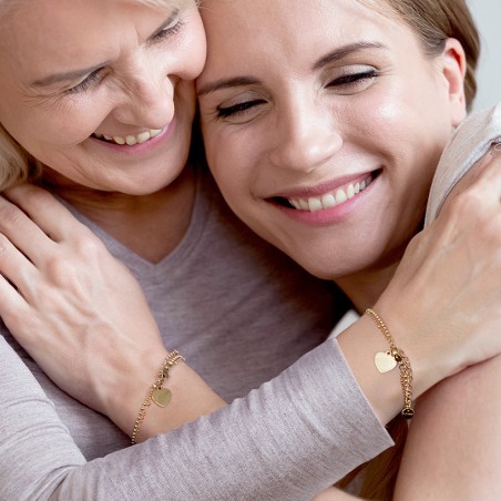 Bracelet cœur acier doré ou argenté, édition fête des mères, solo ou duo, gravure offerte – bracelets femme