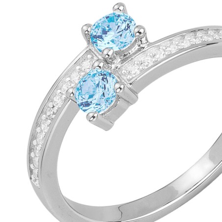 Bague femme toi et moi edora argent et spinelles bleues edo70100868 – bagues femme